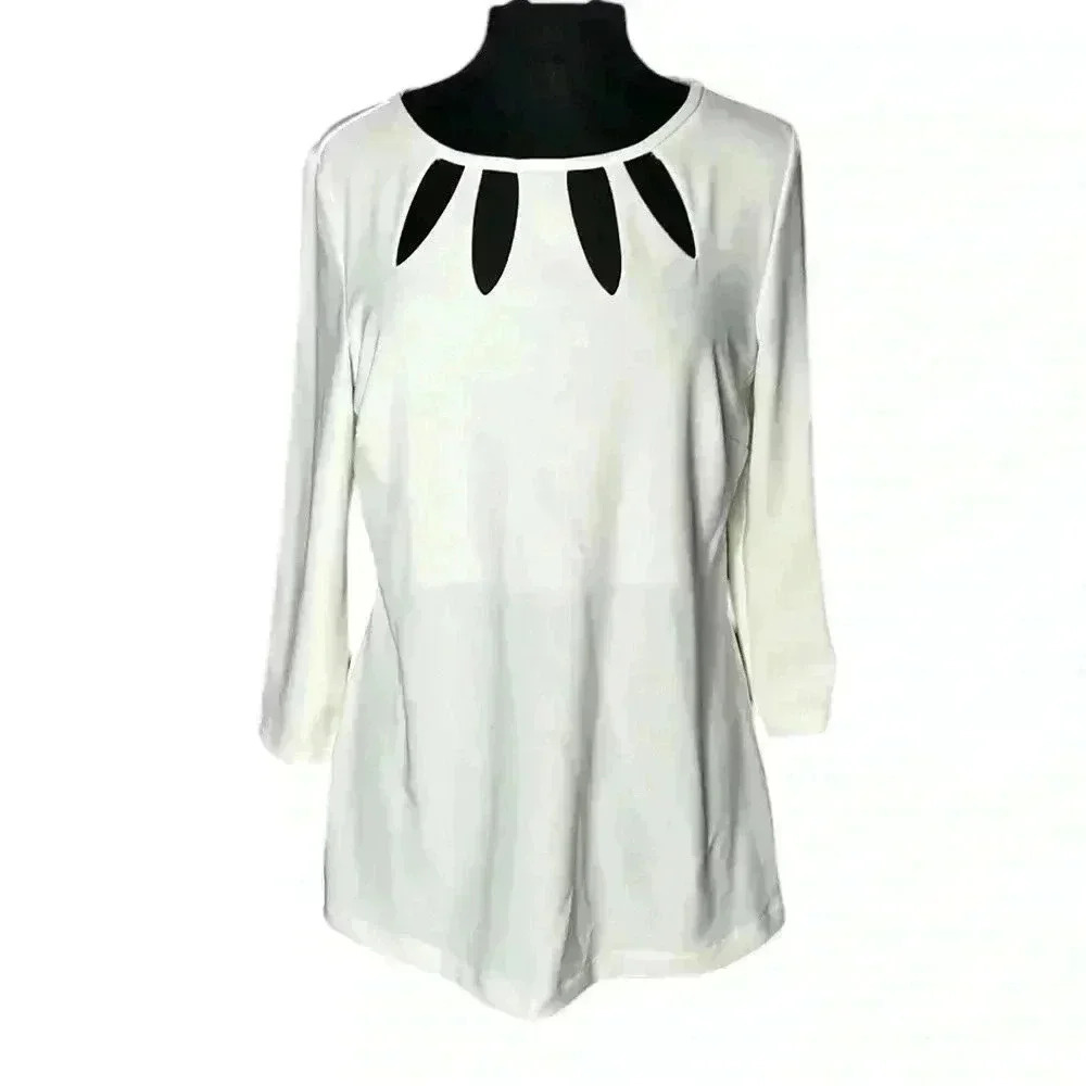 Boston Proper Cutout White Blouse Size M